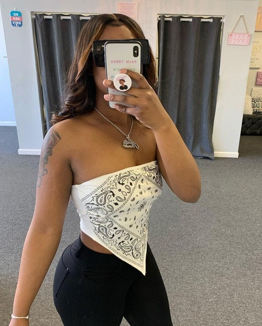 A Graphic Bandana Crop Top Women