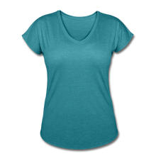 Load image into Gallery viewer, Women&#39;s Tri-Blend V-Neck T-Shirt - heather turquoise