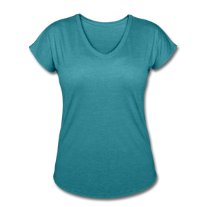 Women's Tri-Blend V-Neck T-Shirt - heather turquoise