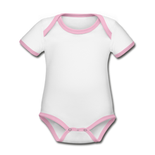 Load image into Gallery viewer, Organic Contrast Short Sleeve Baby Bodysuit - white/pink