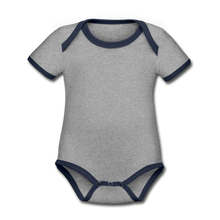 Load image into Gallery viewer, Organic Contrast Short Sleeve Baby Bodysuit - heather gray/navy