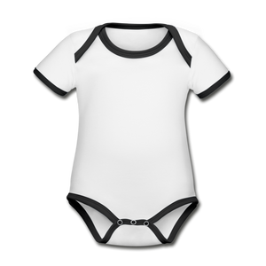 Organic Contrast Short Sleeve Baby Bodysuit - white/black