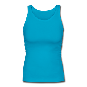 Women's Longer Length Fitted Tank - turquoise