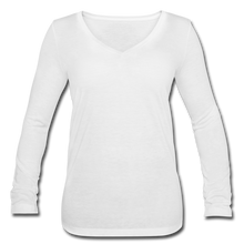 Load image into Gallery viewer, Women’s Long Sleeve  V-Neck Flowy Tee - white