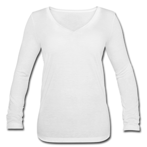 Women’s Long Sleeve  V-Neck Flowy Tee - white