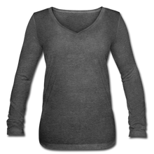 Load image into Gallery viewer, Women’s Long Sleeve  V-Neck Flowy Tee - deep heather