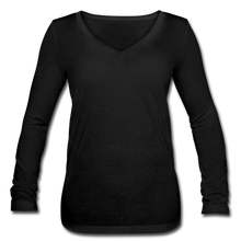 Load image into Gallery viewer, Women’s Long Sleeve  V-Neck Flowy Tee - black